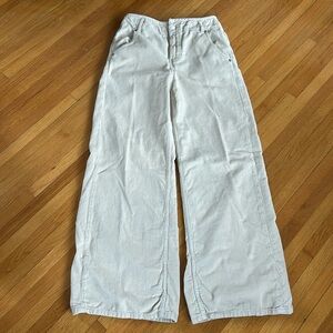 Free People Harlow Mid Rise Wide Leg corduroy pants in cream color, size 26